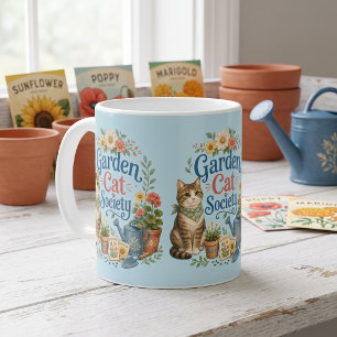 Caneca De Café Sociedade do Gato de Jardim Florais Cottagecore