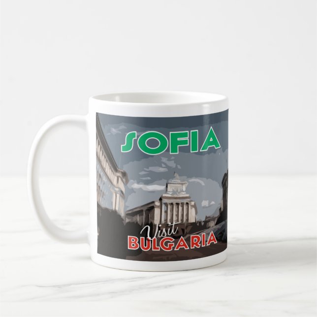 Caneca De Café Sófia, Visite Bulgária Eu Adoro Coffee Mug (Esquerda)