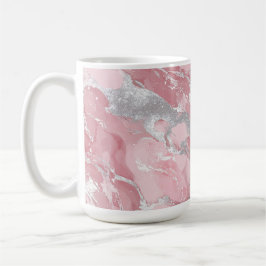 Caneca De Café Soft Pink and Silver Marble-Like Pattern
