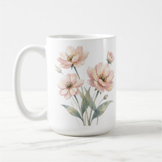 Caneca De Café Soft Pink Floral Watercolor Bouquet Art