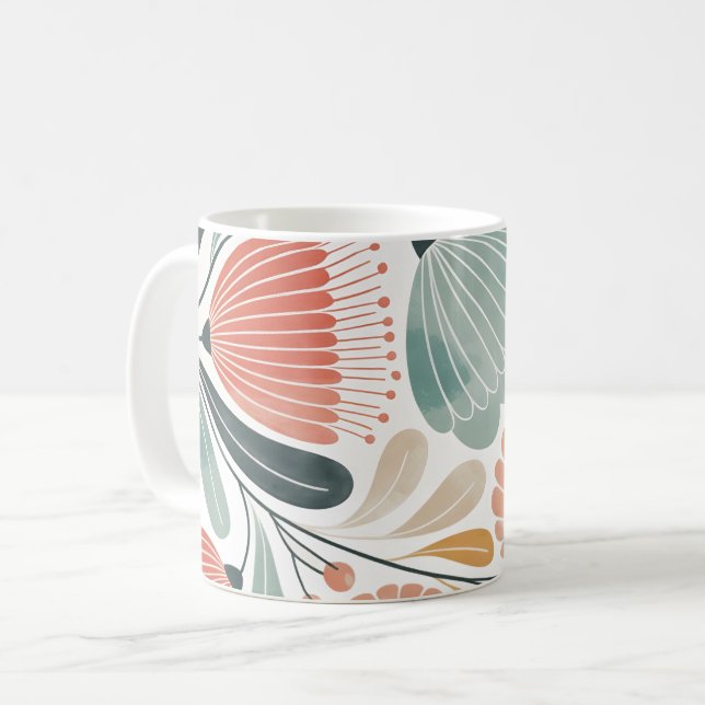 Caneca De Café Soft Summer Floral  (Frente Esquerda)