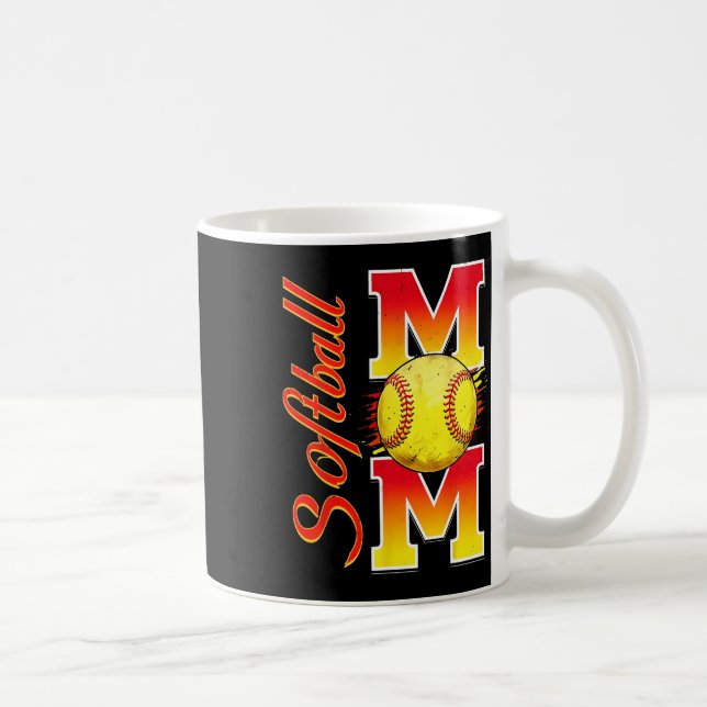 Caneca De Café Softball Mãe Engraçado Baseball Mãe Dia de as mães (Direita)