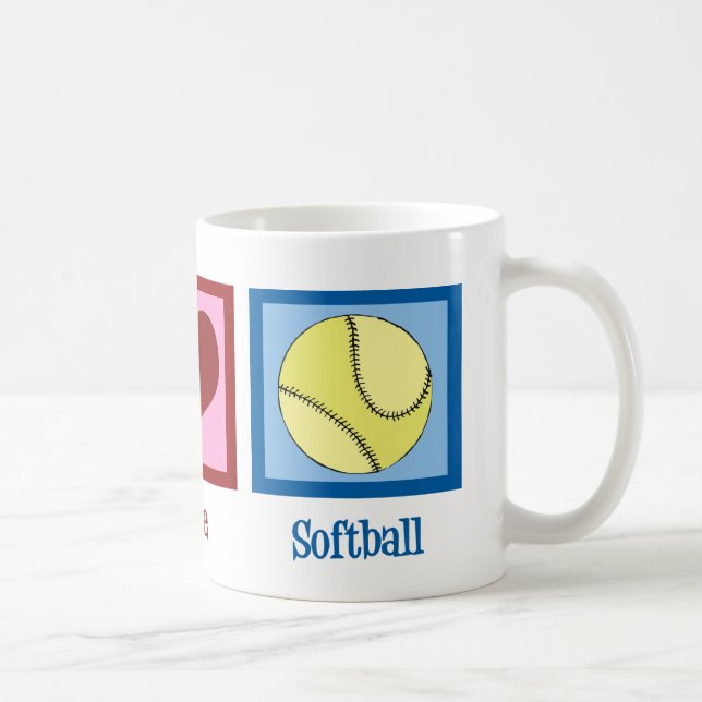 Caneca De Café Softball Peace Love (Direita)