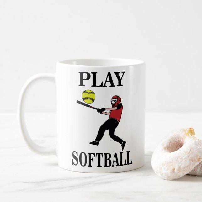Caneca De Café Softball Player Play (Com Donut)