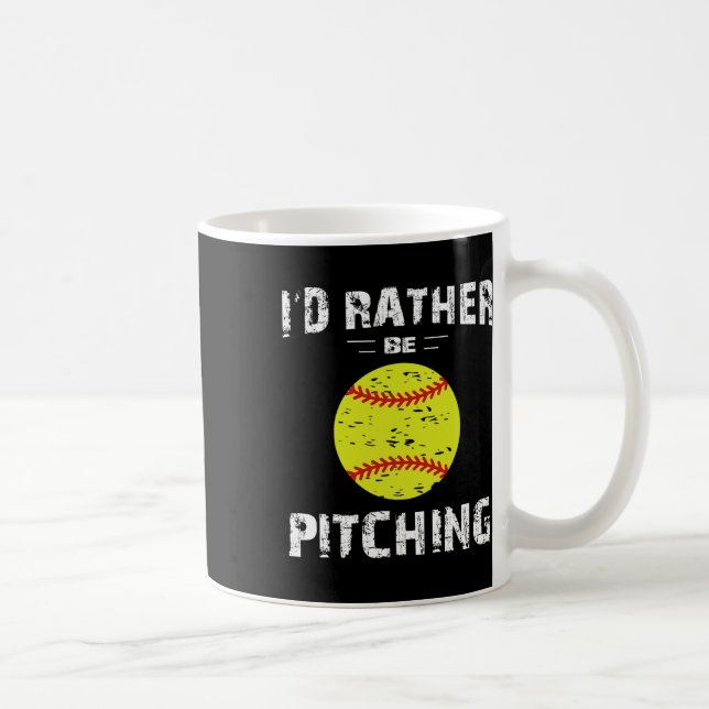 Caneca De Café Softball Shirts For Girls Pitcher, I'd Rather Be P (Direita)