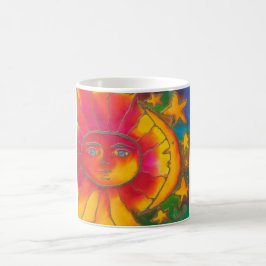 CANECA DE CAFÉ SOL, A LUA E AS ESTRELAS