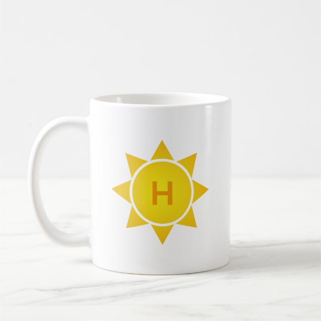 Caneca De Café Sol Amarelo com Gradiente e Monograma de Letra Úni (Esquerda)
