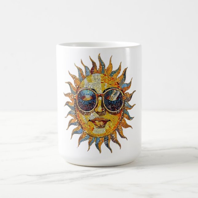 Caneca De Café Sol Boho Usando Óculos de Sol (Centro)
