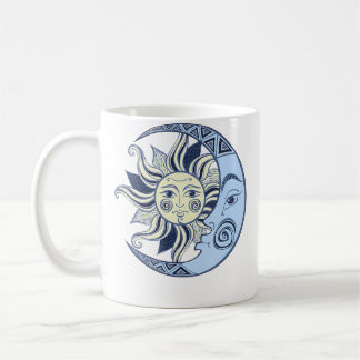 Caneca De Café Sol Celestial E Lua Boho