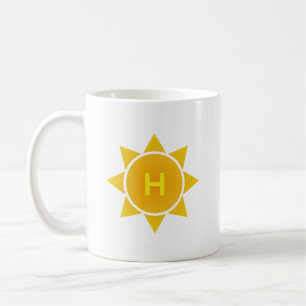 Caneca De Café Sol de Gradiente Laranja com Monograma de Letra Ún