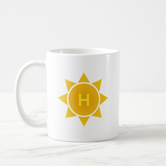 Caneca De Café Sol de Gradiente Laranja com Monograma de Letra Ún (Esquerda)
