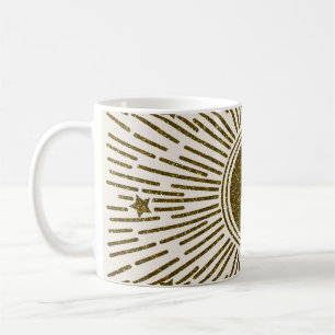Caneca De Café Sol de ouro, raios de safra.