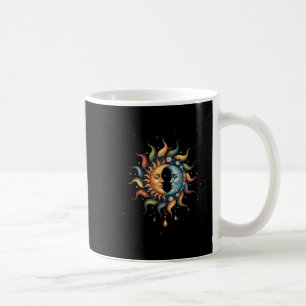 Caneca De Café Sol e Lua Celestial Boho Místico Hippie 90s _2