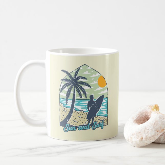 Caneca De Café Sol e Surf (Com Donut)