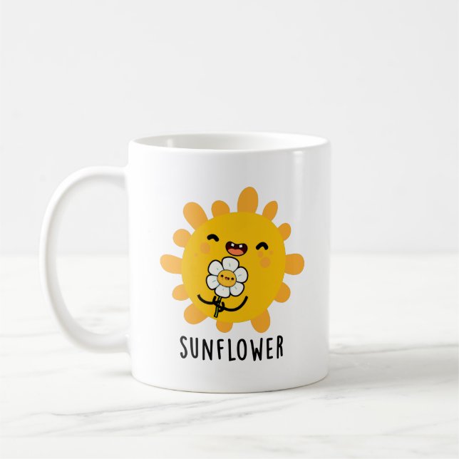 Caneca De Café Sol Engraçado De Girassol E Lâmina (Esquerda)