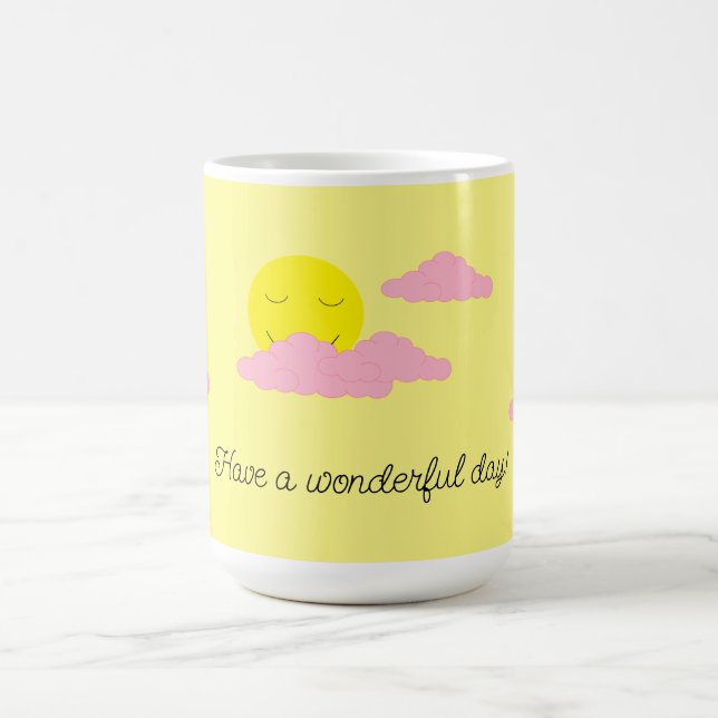 Caneca De Café Sol Nascente com Nuvens Rosadas: Amarelo (Centro)