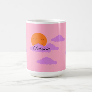 Caneca De Café Sol Poente com Nuvens: Rosa-Cravo