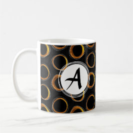 Caneca De Café Solar Eclipse Mid-Century Modern Black & Gold