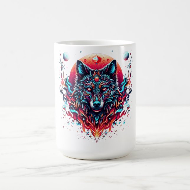 Caneca De Café Solar Wolf Totem - Fire & Moonlight Fusion (Centro)