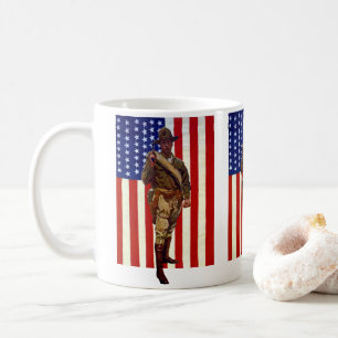 Caneca De Café Soldado Patriótico Vintage com Bandeira Americana