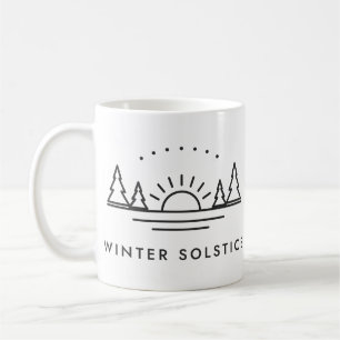 Caneca De Café Solstício de Inverno Sol Baixo e Pinheiros em Linh