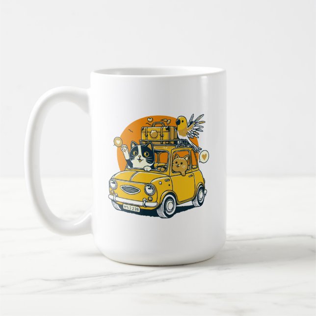 Caneca De Café Solte a emoção de uma viagem de estrada com Cat Pa (Esquerda)