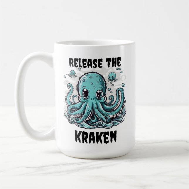Caneca De Café Solte o KRAKEN! Octopus bonito (Esquerda)