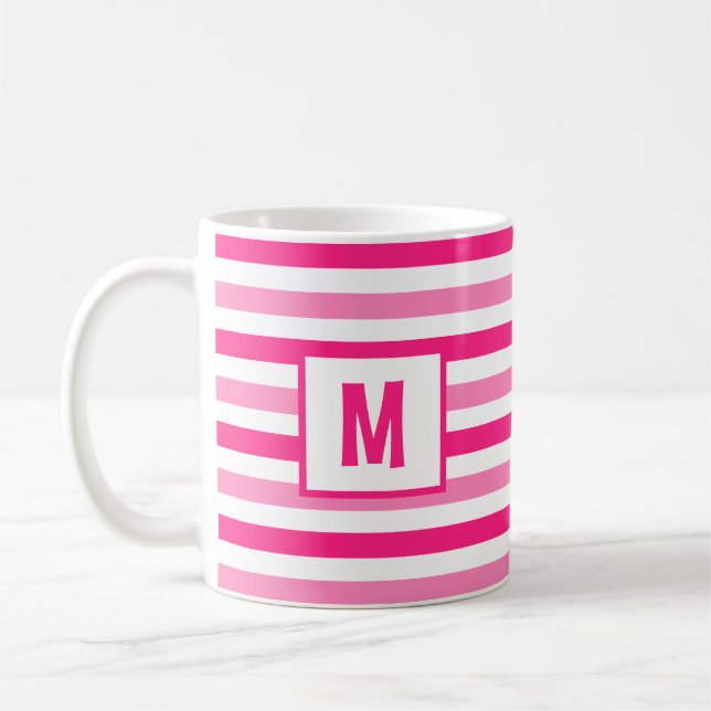 Caneca De Café Solteiro Design inicial, cor-de-rosa e branco (Esquerda)