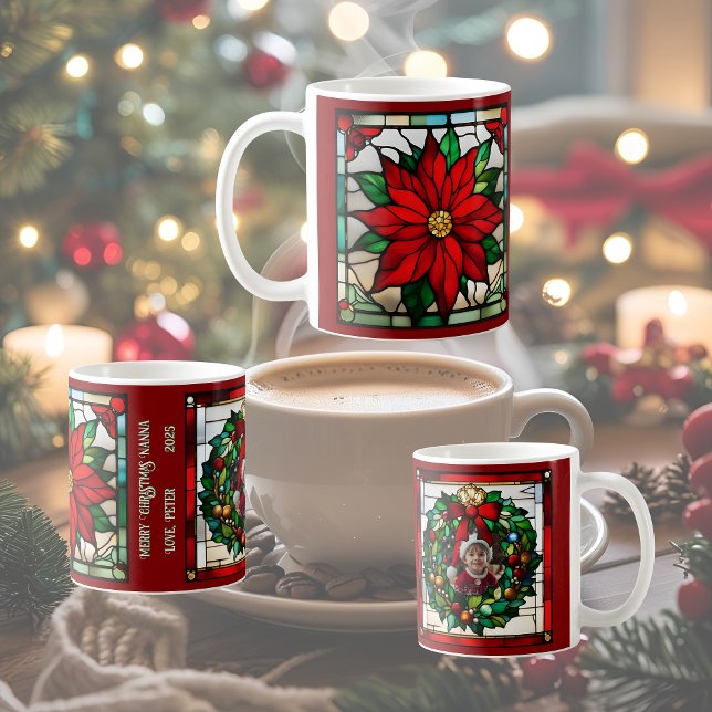Caneca De Café Solteiro Poinsettias Faux Vidro Mantido (Criador carregado)