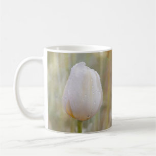 Caneca De Café Solteiro Tulipa branca com foto das gotículas