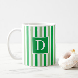 Caneca De Café Solteiro verde e branco moderno, bonito, inicial