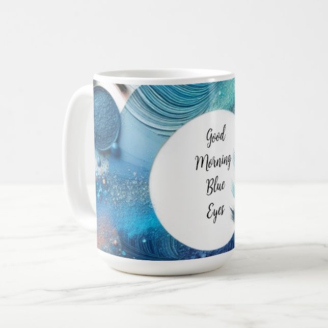 Caneca De Café Sombra de Olho Blue Glam Vibe Matinal (Frente Esquerda)