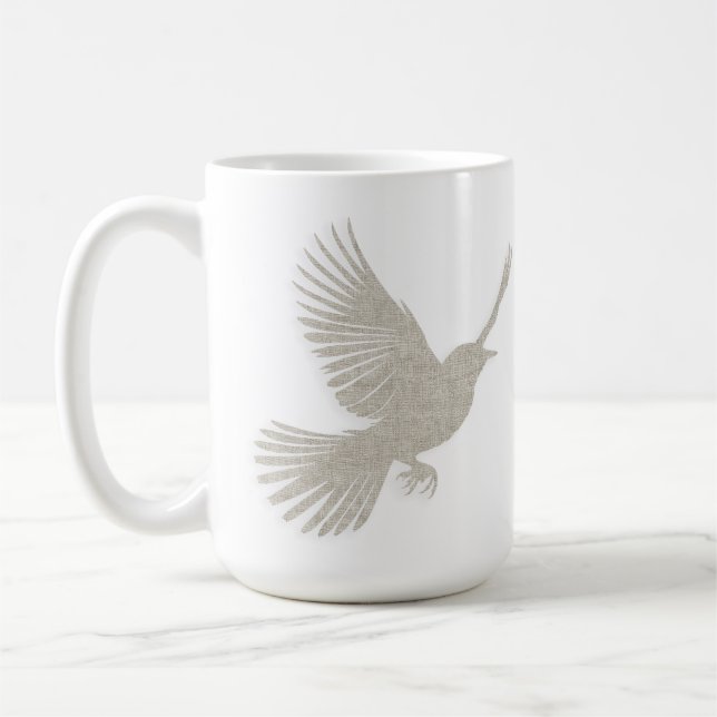 Caneca De Café Sombra de Pássaro Voador em Linho Bege Escandinavo (Esquerda)