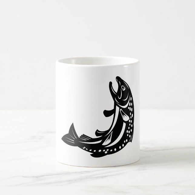 Caneca De Café Sombra de Truta Saltando (Criador carregado)