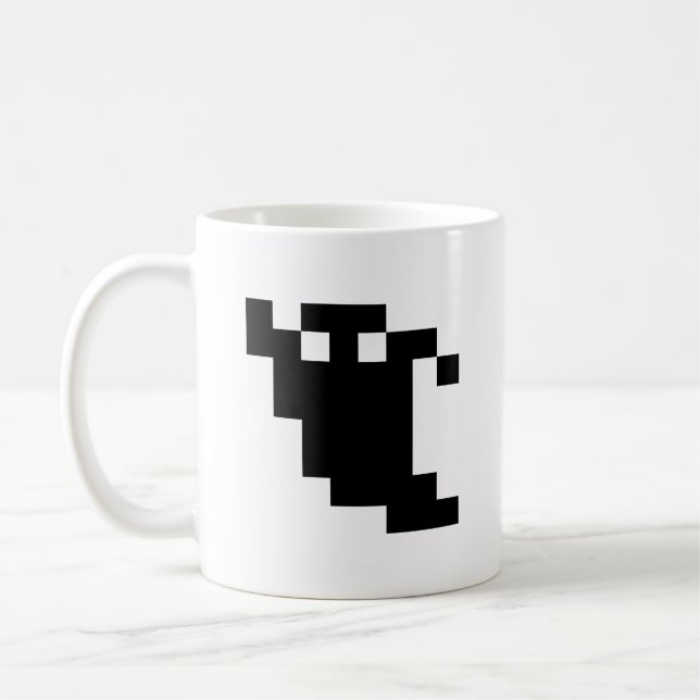 Caneca De Café Sombra fantasma de pixel de 8 bits (Esquerda)