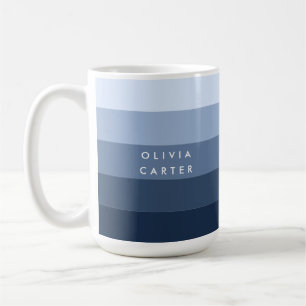 Caneca De Café Sombras do Nome da Faixa Horizontal Azul