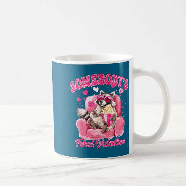 Caneca De Café Somebody's Feral Valentine Cute Raccoon Xoxo Valen (Direita)