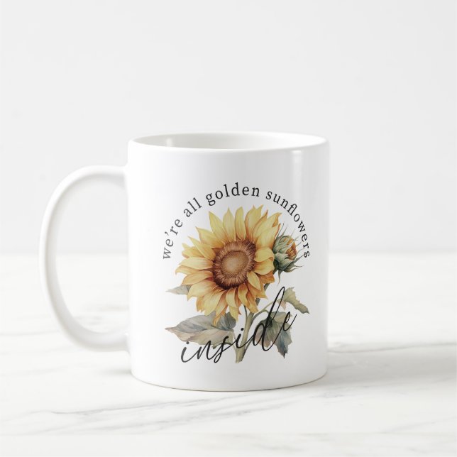 Caneca De Café Somos todos Ouros Sunflower Dentro Monograma Perso (Esquerda)