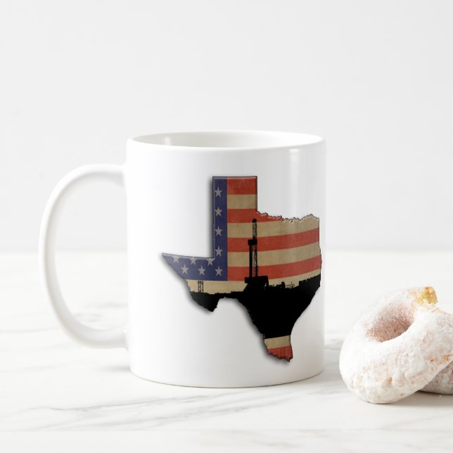 Caneca De Café Sonda de Perfuração de Óleo Patriótica do Texas (Com Donut)