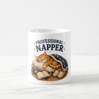 Caneca De Café Soneca Profissional –Design Aconchegante de Gato A