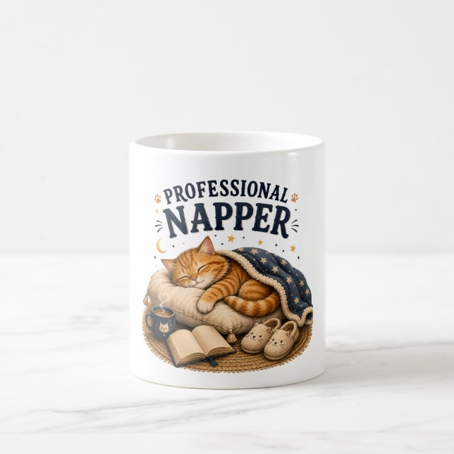 Caneca De Café Soneca Profissional –Design Aconchegante de Gato A (Centro)