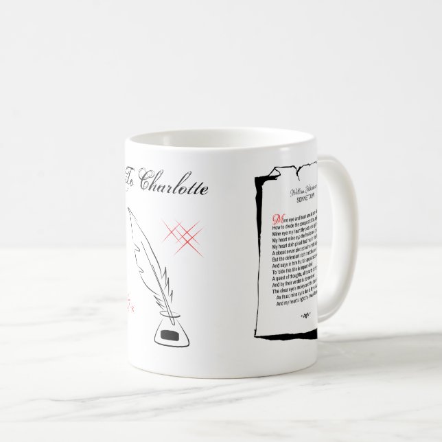 Caneca De Café Soneto 46 de Shakespeare (Frente Esquerda)