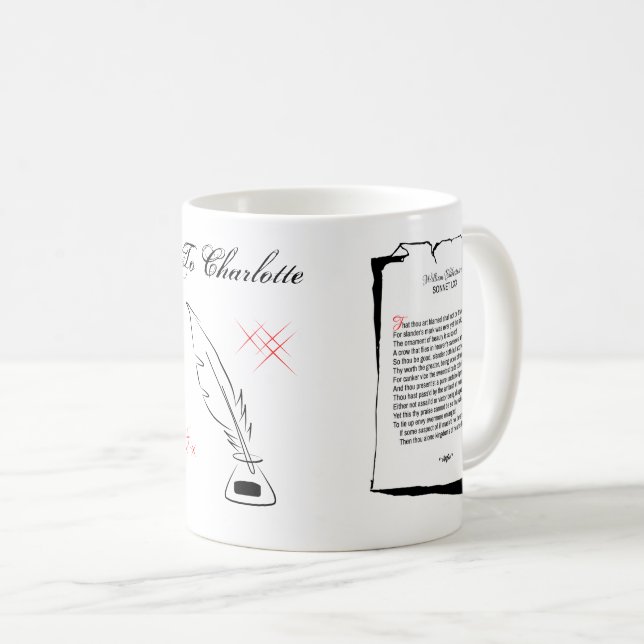 Caneca De Café Soneto 70 de Shakespeare (Frente Esquerda)