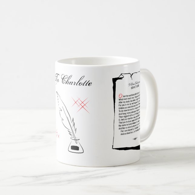 Caneca De Café Soneto 72 de Shakespeare (Frente Esquerda)