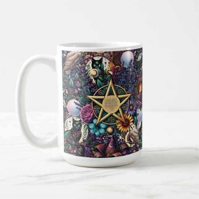 Caneca De Café Sonhador Celestial Design Místico Pagão e Natureza (Esquerda)