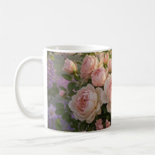 Caneca De Café Sonhadora, cena de foco suave de uma lavanda, Flor