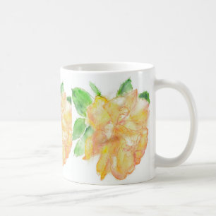 Caneca De Café Sonhar Gira Rosas Amarelos de Aquarela