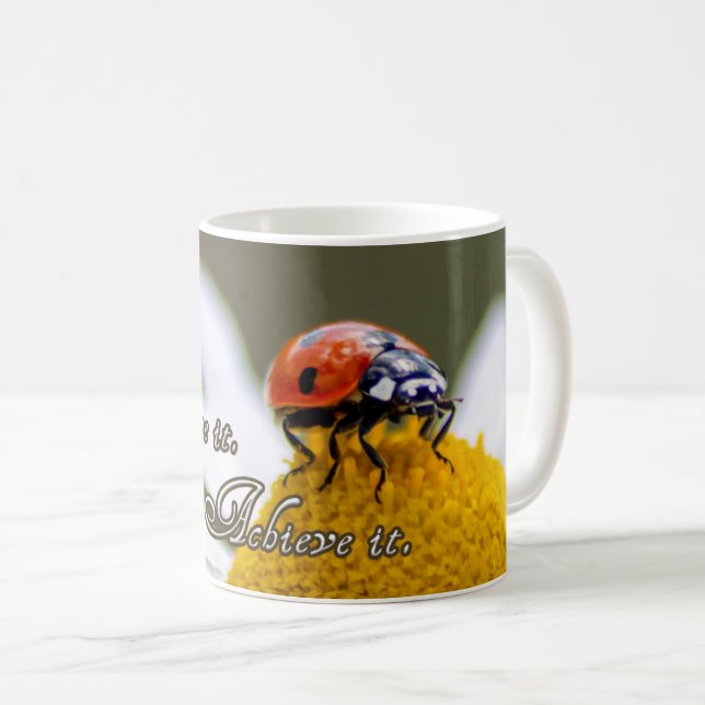 Caneca De Café Sonhe. Acredite. Alcançar. (Frente Esquerda)