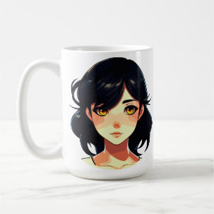 Caneca De Café Sonho de Anime Romântico: Beleza de Cabelo Azul