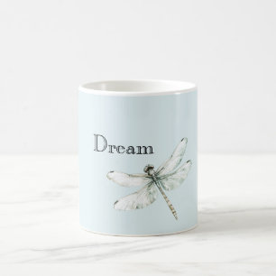 Caneca De Café Sonho de Dragonfly Azul Chic
